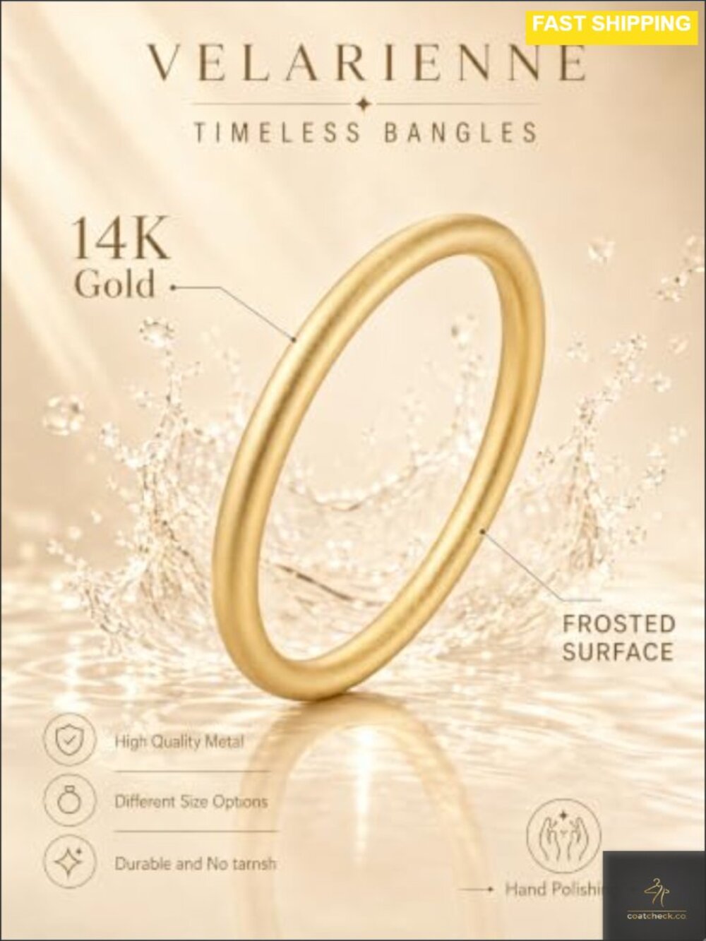 14K Gold Bangle Bracelets Stackable Bangles - Picture 2 of 6
